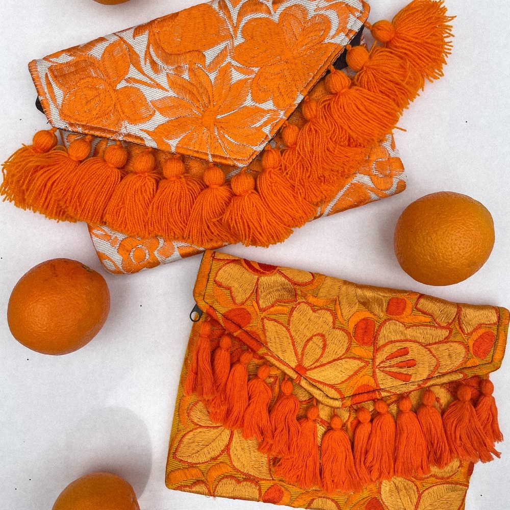 Orange Embroidered Clutch Bundle 🍊